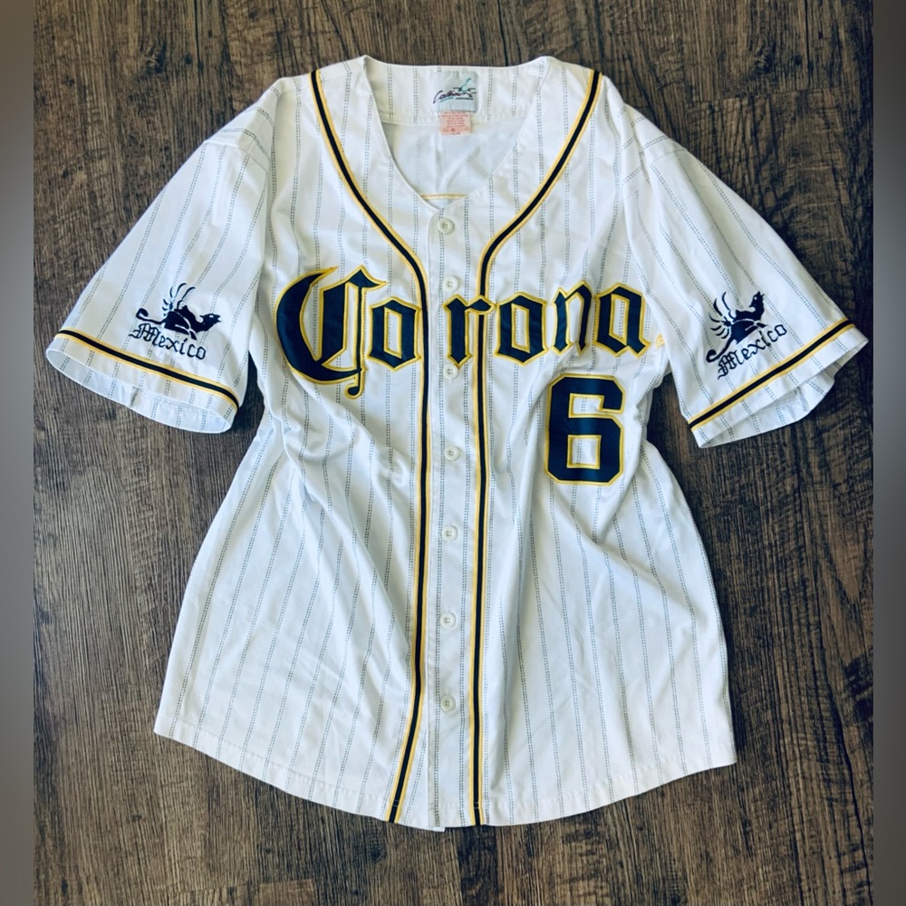 * Vintage ~ Corona Extra Mexico Baseball Jersey **by: Calhoun Sportswear ~ EUC